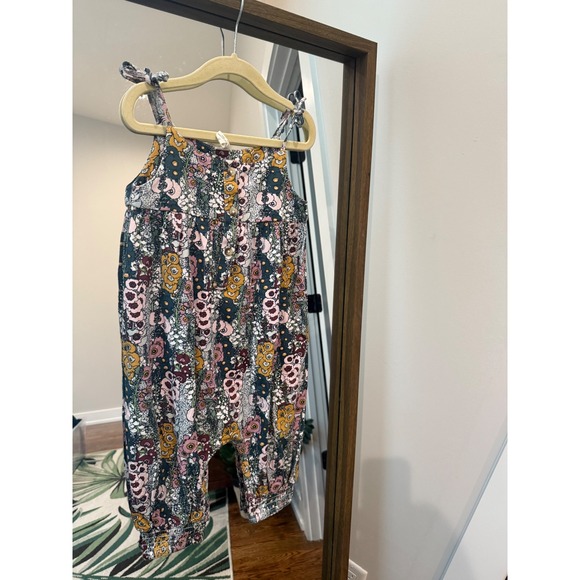 Kate Quinn Bamboo Floral Bumble Romper Tie Strap Sleeveless 2T Toddler Girl EUC - Picture 1 of 6
